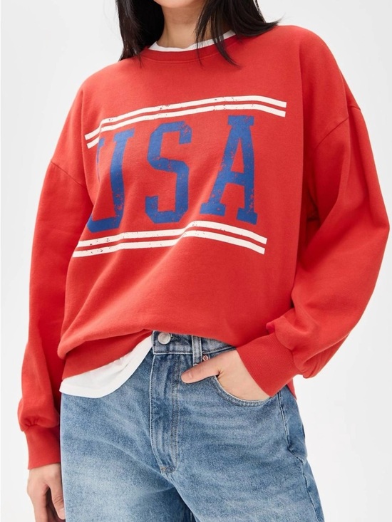 Z Supply Tops - Z Supply Red USA Graphic Sweatshirt